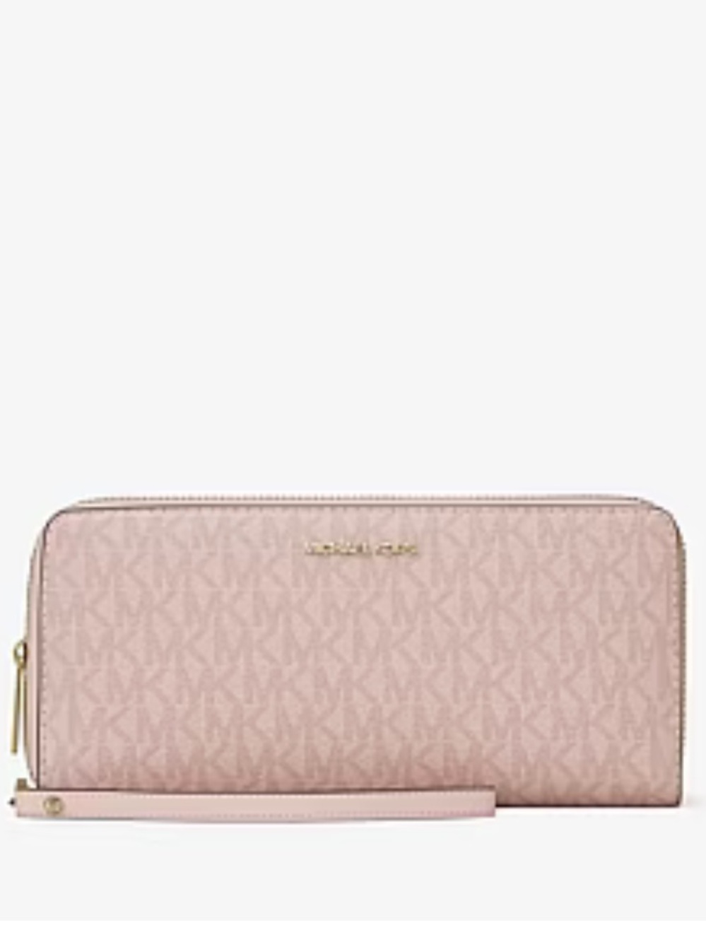 Michael Kors Blush Pink Zip-Around Wristlet Wallet with Gold Hardware